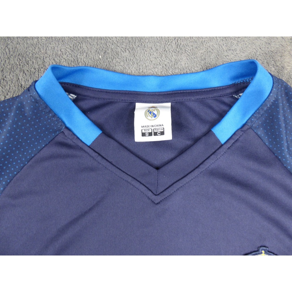 Real Madrid Soccer Jersey Mens Small Navy Blue V-Neck Short Sleeve Training Shir - Picture 3 of 9